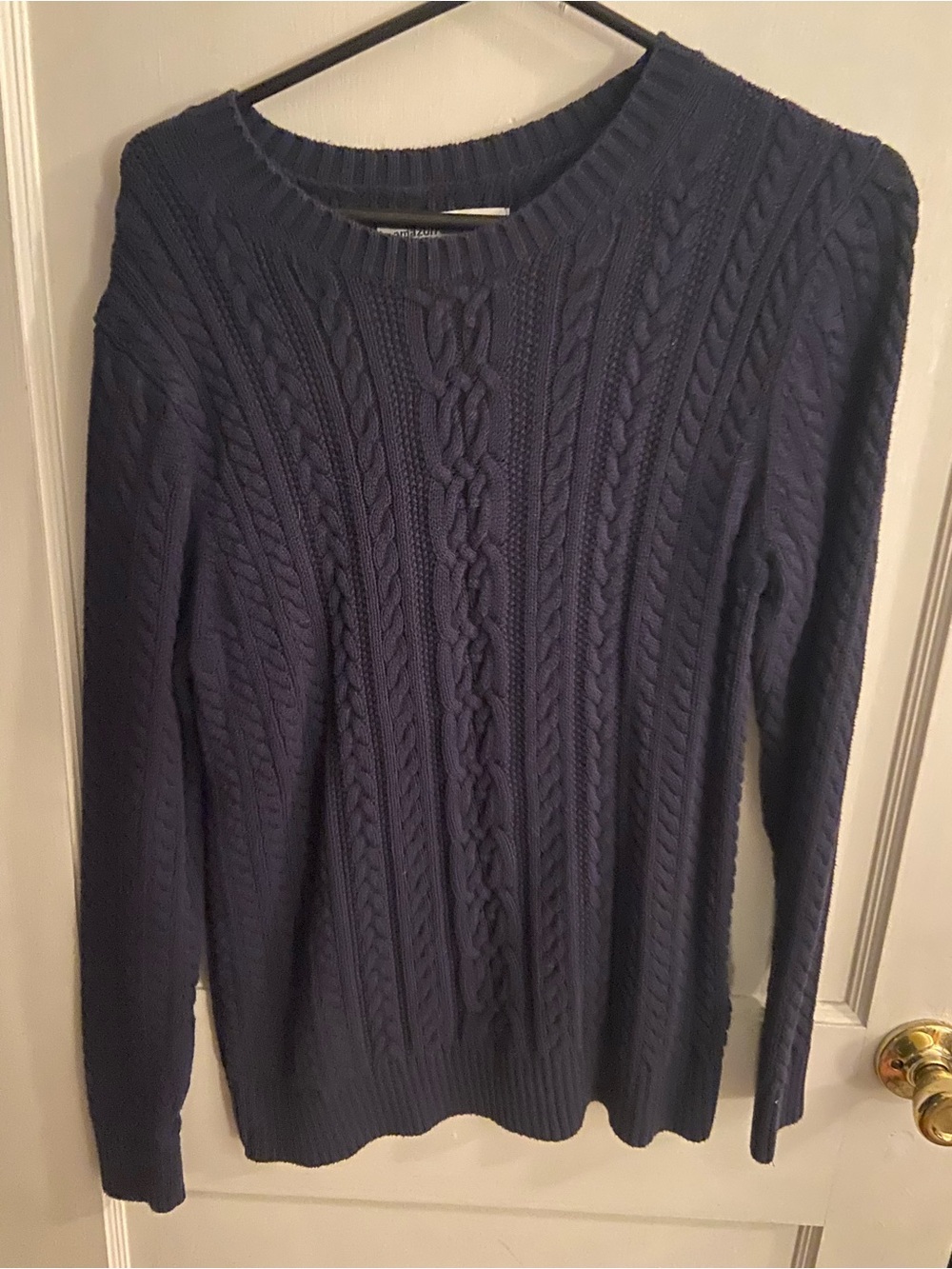 Amazon Essentials Navy Cable Knit Crewneck Sweater
